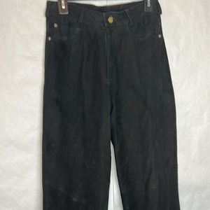 Womens suede leather denim style pants black 28